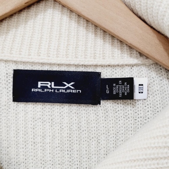 Unworn RLX Ralph Lauren Cashmere Rib-Knit Half-Zip Sweater in Cream - Picture 5 of 9